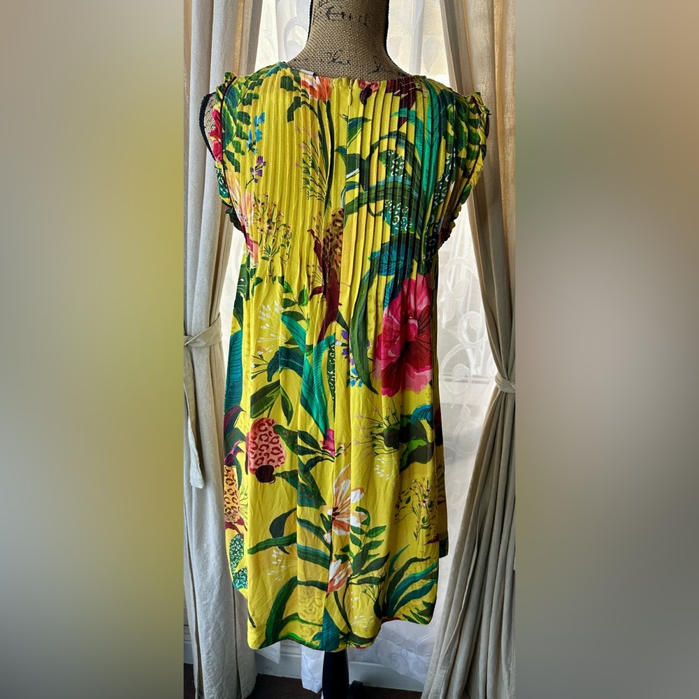 Farm Rio Resort Birds of Paradise Floral Tropical Tunic Mini Dress Size Small - Picture 5 of 10